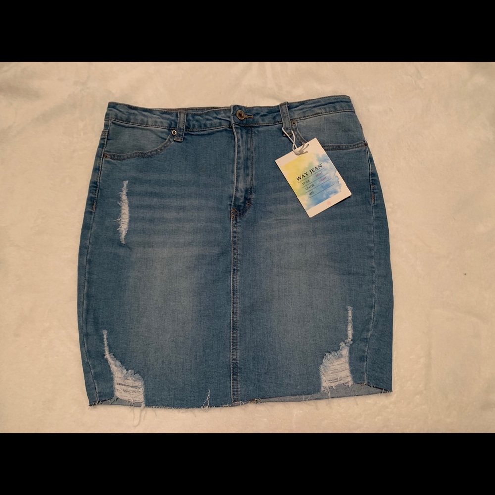 High waist denim skirt